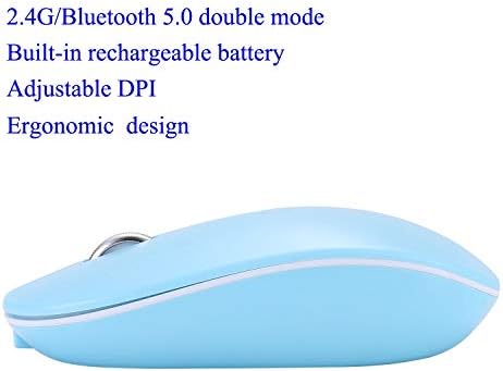 Bluetooth Mouse Bluetooth Blue 2.4g Sem fio sem ruído clique em mouse de modo duplo mouses compatíveis para laptop windows mac chromebook book