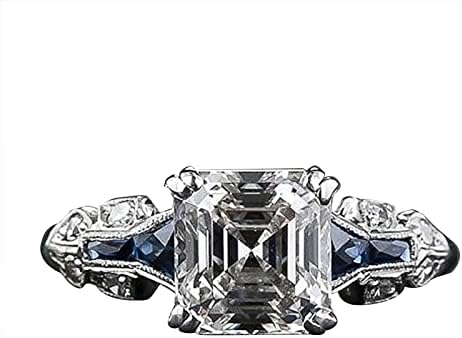 DBYLXMN Moda requintada requintada anel de diamante quadrado de trapezoides para mulheres Anéis