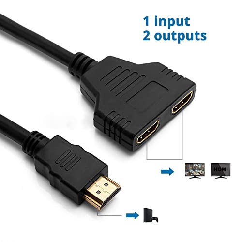 HDMI Splitter Cable Macho 1080p para o cabo de adaptador Splitter HDMI duplo 1 a 2 vias HDMI para HDTV HD, LED, LCD, TV, suporta duas TVs ao mesmo tempo