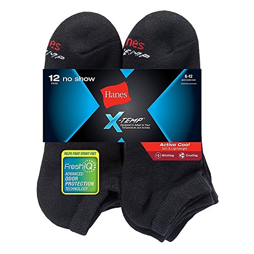 Hanes Men's Freshiq X-Temp Active Cool No Show Socks 12-Pack