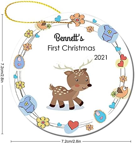 Bebê personalizado primeiro natal bebê elefante 2021 1º desenho animado ornamentos para bebês recém