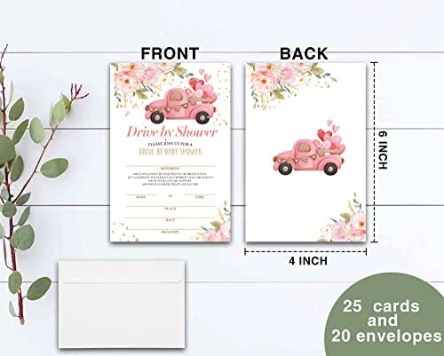 Drive floral por convites para chá de bebê, decorações de festas, suprimentos, favores - 25 cartões com