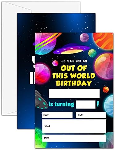 Convites de festa de aniversário do espaço sideral de UTESG, convites espaciais de aniversário para meninos
