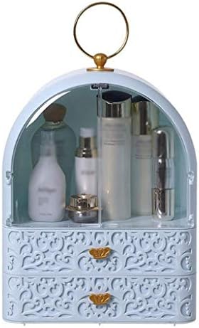 Caixa de armazenamento de Walnuta - Organizador de maquiagem à prova de poeira com alça de alta capacidade Jóias de joias Double Double