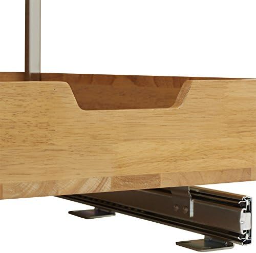 Organizador do gabinete para uso de 2 camadas de 2 camadas, cesta de madeira sólida, planadores