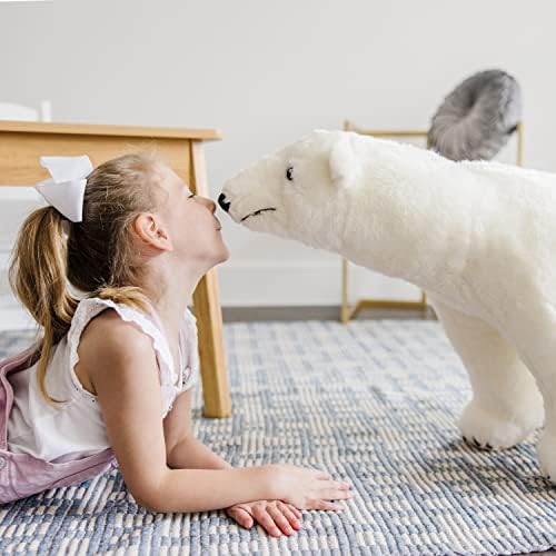 Melissa e Doug Giant Polar Bear - Animal de pelúcia real, branco - animais de pelúcia extra grandes,
