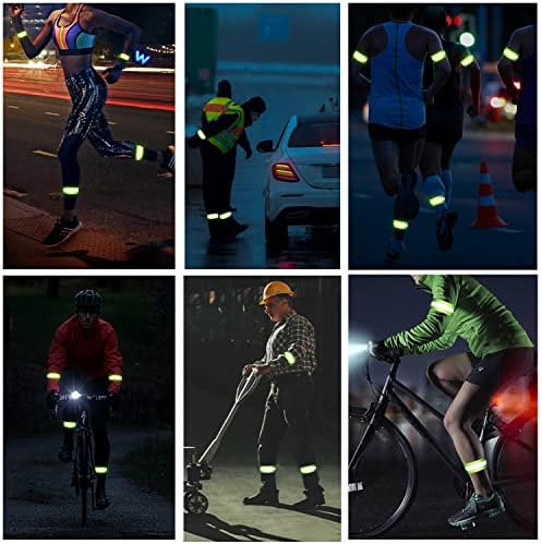 WIOSNY 4 peças bandas de alta visibilidade bandas de refletor de segurança tiras de fita refletor de corrida de equipamento para andar de bicicleta no pulso no tornozelo perna