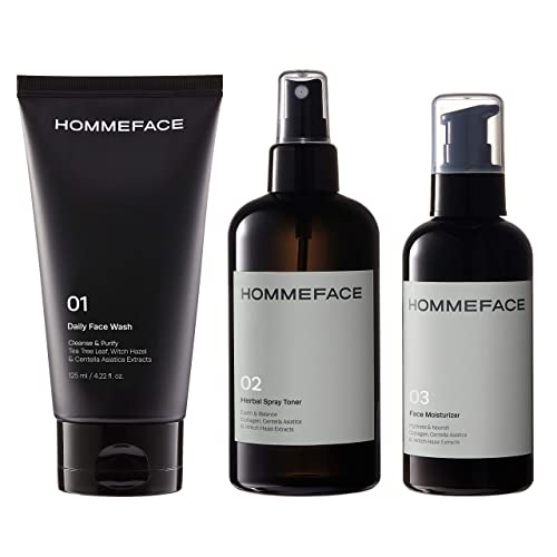 Cuidados com a pele do Trio Daily do Homface Conjunto para homens, rotina de três etapas