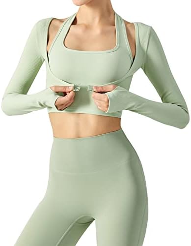 Tops de cultivo de treino de manga longa para mulheres ioga academia atlética Camisas cortadas