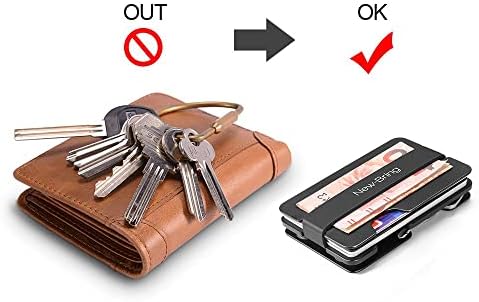 Novo-Reting | Titular de chave de metal multifuncional e carteira de clipe de dinheiro de cartão de crédito minimalista para homens - titular do cartão de bloqueio RFID