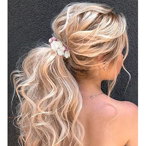 Brinie Shell Hair laços de cabelos elásticos brancos Scrunchies de cabelo pérolas Titulares de rabo de cavalo anéis de cabelo elásticos acessórios de cabelo para mulheres e meninas