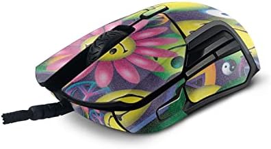Mightyskins Glitter Glitter Compatível com Steelseies Rival 5 Gaming Mouse - Sorriso de paz | Acabamento