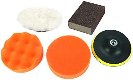 Wenfo 5pcs 4 ”Buffing Sponge Pads/lã Bola/esponja 60 Kit de polimento de areia para lixamento de carro, polimento,