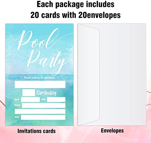 Cartões de convite de festa de aniversário da piscina Wuinck, Festa de festa na piscina convites de festa temática
