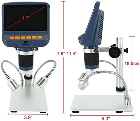 ZldQBH 220X Microscópio de estéreo digital eletrônico para desktop para reparo de solda com luz LED de 4,3 polegadas HD LED