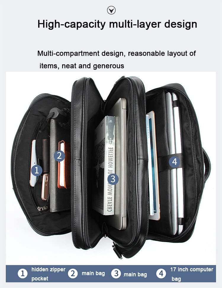 Breakcase de viagens de negócios Bolsa de bagagem de couro para laptop masculina se encaixa no laptop de 15,6 polegadas