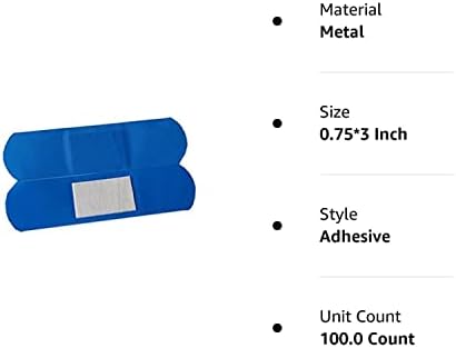 Bandagens adesivas de serviço de alimentação, 3/4 x 3, azul, tecido, 100/caixa