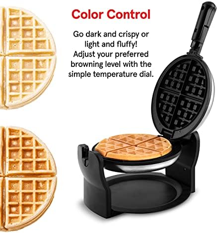 Gourmia GWM448 Rotativo Waffle Maker - 180 ° Rotação - Controle de escurecimento variável - Luzes indicadoras