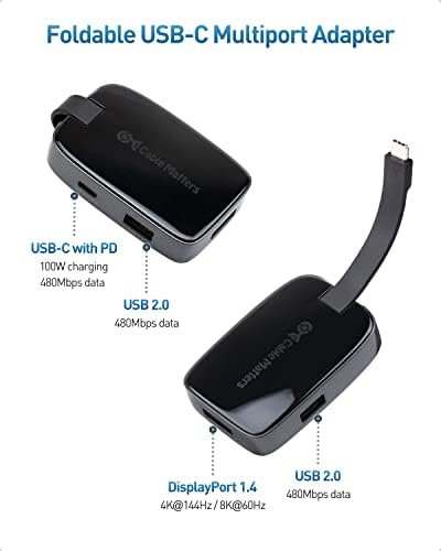 Cable Matters 4-em 1 USB C Hub HDMI 4K 60Hz 100W Carregamento, 10 Gbps USB-A, USB-C compatível com
