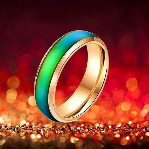 Anéis de empilhamento para mulheres anéis de casamento para mulheres que mudam a cor de aliança de casamento sete esmalte de temperatura de cor anéis de luz sensíveis