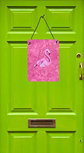 Tesouros de Caroline 8875DS1216 Flamingo na parede rosa ou na porta pendurando estampas, sinal de alumínio Metal Sign Cozinha Bar banheiro da planta Decoração de casa Decoração da porta da frente Placa,