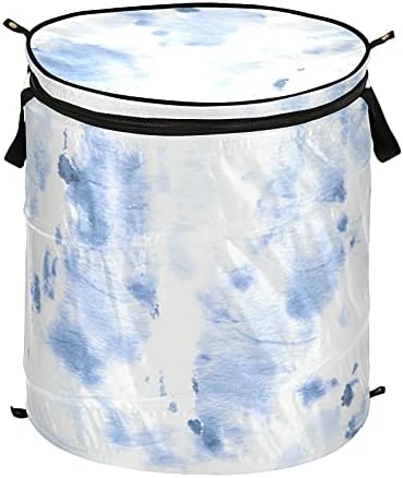 Blue Tie Tye Pop Up Laundry Horty com tampa de cesta de armazenamento dobrável Bolsa de lavanderia
