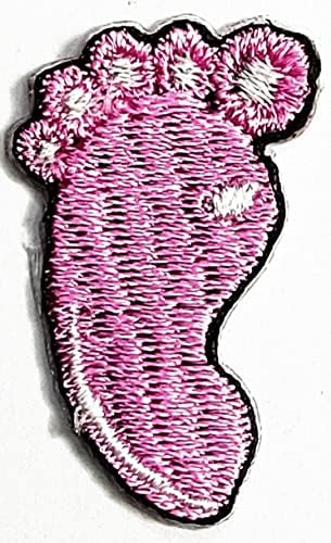 Rareasy patch mini fofos crianças pegadas rosa bebê rosa cartoon moda bordado patches adesivo logotipo chap ton