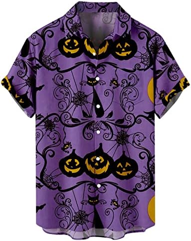 Qiyin masculto botão para baixo camisas de halloween novidade impressão curta sheeve verão atlético botão para baixo camisetas de praia Treino T-S#01