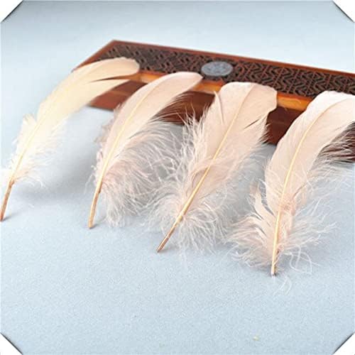 Zamihalaa 20/100pcs penas de penas de ganso fofo Plumas Diy Feathers para jóias que fazem decoração de chapéu Acessórios para artesanato de casamento 13-20cm - penas marrons claras - 50pcs