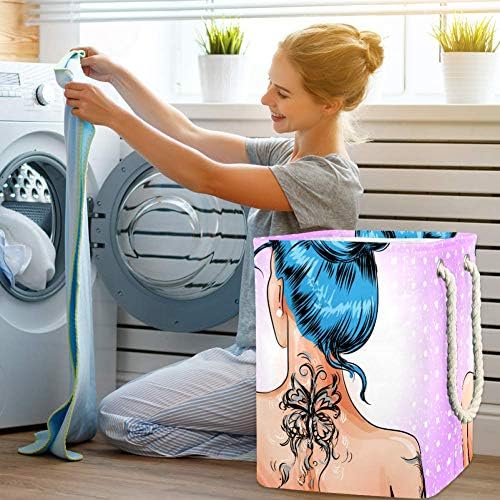 Tizorax jovem com tatuagem oxford pano dobring lavanderia cesto de pó de pó armazenamento