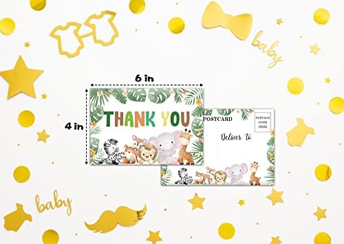 Kit de cartões de chá de chá de bebê - Conjunto de Jungle de Safari de 25 convites para chá de bebê com envelopes, letreiro de sorte