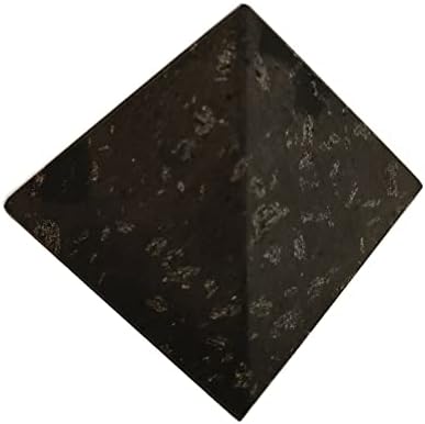 Sharvgun Black Tourmaline Rough Stone Pyramid Healing 9-10 cm, Chakra de Reiki de Proteção à Energia Negativa com 4 Lápis de Pedra Rougada clara