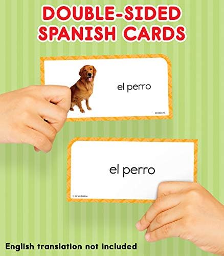 Carson Dellosa Spanisha Flash Cards para crianças, cartões de flash espanhol para crianças, cores, animais,