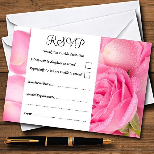 Pétalas de rosa rosa cartões RSVP personalizados