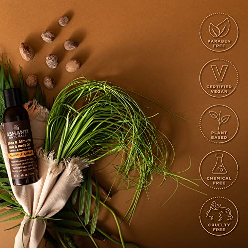 Ashanti Naturals pura kea e óleo de amêndoa doce para cabelos e pele | Óleo corporal hidratante para pele