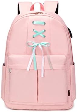Wadirum Backpack fofo para mulheres Moda Moda Decoração de Bow School para menina rosa