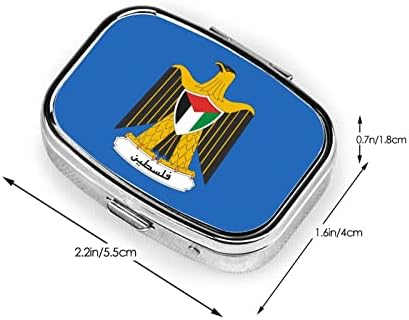 Emblema nacional do Palestine Square Mini Box Box Travel Medicine Compartamentos Organizador Case portátil