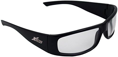 ERB 17922 Glasses de segurança Boasxtreme, moldura preta com lente de espelho prateado