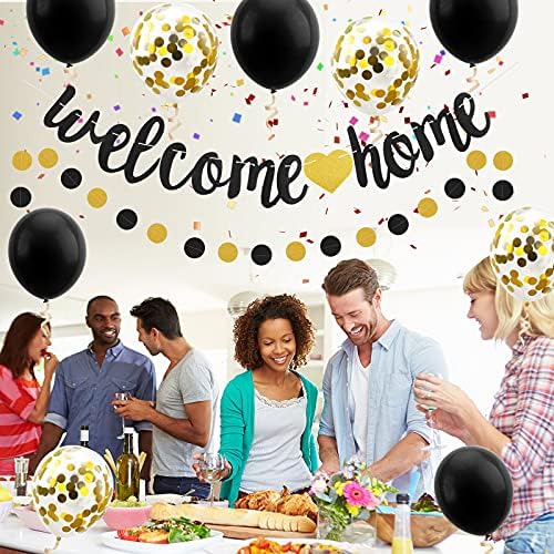 12pcs Bem -vindo ao kit de decoração de balão de banner de casa, decoração de placas de festa