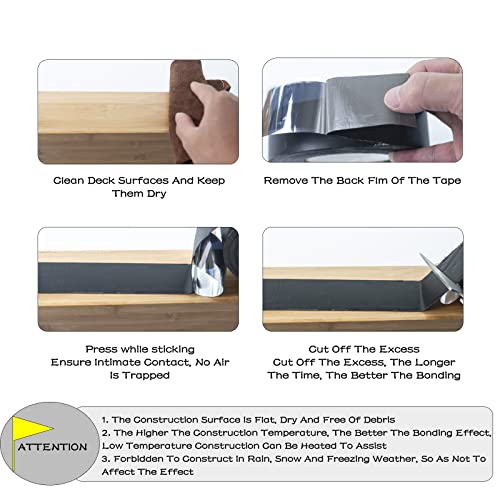 Butyn Poney Butyl Tape, fita de convés Fita para decks 1-5/8 x 50 ', fita de convés Planking, Protecte