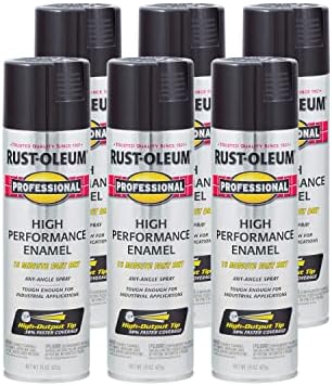 Rust-Oleum 7579838-6pk Profissional de esmalte de alto desempenho profissional tinta spray, 15 oz, preto brilhante, 6 pacote e 241526 Grip de conforto, preto, 2 pol.