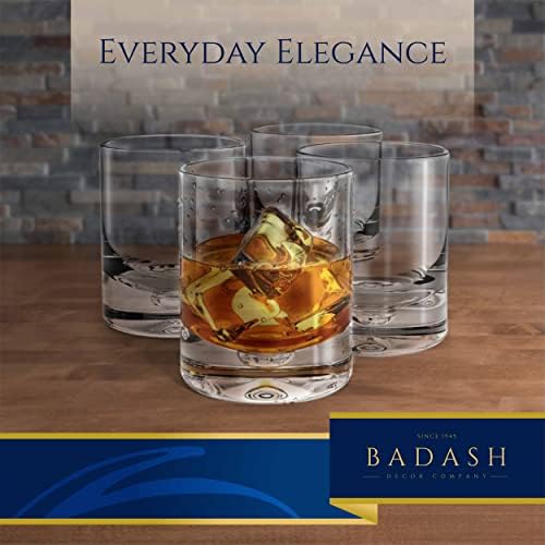 Badash Galaxy Crystal Old Modyed Glass-Conjunto de 4 cristal sem chumbo, sem chumbo 8 oz. Óculos de pedras para uísque, bourbon e uísque