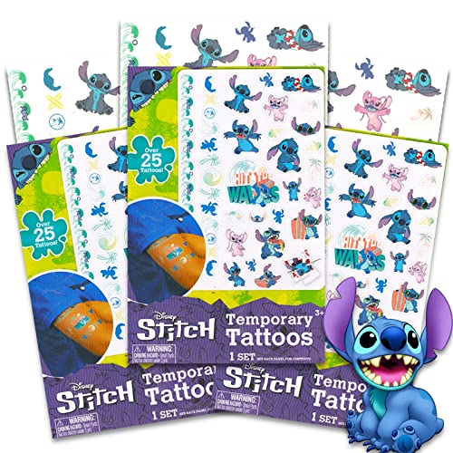 Disney Pixar Stitch Tattoos temporários para crianças ~ Mais de 75 tatuagens temporárias da Disney do filme Pixar Stitch | Disney Party Favors for Kids