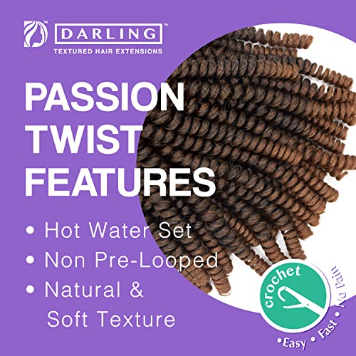 Darling Passion Twist 6x Extensões de cabelo de crochê, textura natural e macia, torção de bombas, textura natural e macia, preto afro encaracolado, 24 polegadas, 1/30