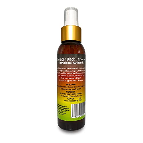 Spray de óleo de mamona preta jamaicana de Well 4 fl oz aumenta o crescimento do cabelo, espessando o cabelo,