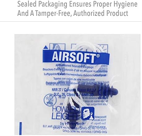 Howard Leight de Honeywell Airsoft flangeado reutilizável tampões de ouvido com cordão de nylon