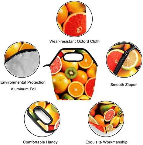 Lunchagem Guerotkr para homens, lancheira isolada, lancheira para adultos, padrão colorido de kiwi laranja de