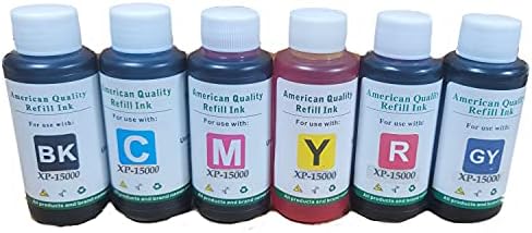 Cores vívidas 6x100ml Premium Ink Ciss Recary Recarfil Bottle para Expressão Photo HD XP-15000 Impressora preta, ciana, magenta, amarela, vermelha, cinza