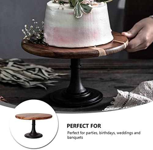 Ganazono Mesa de casamento Decoração de bolo retrô suporte de madeira redonda de bandeja de sobremesa Cupcake Titulares