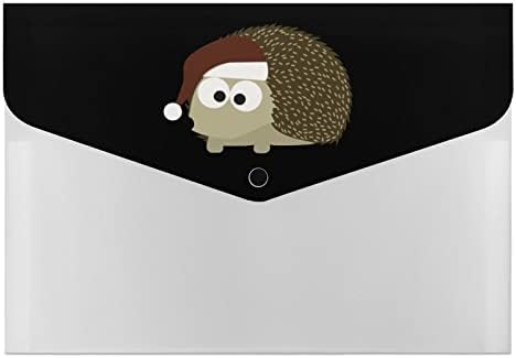 Santa Hedgehog 6-Pocket File Pasta Plástico Importan Document Paper Organizer Rótulos Pastas de Acordeão com Fechamento